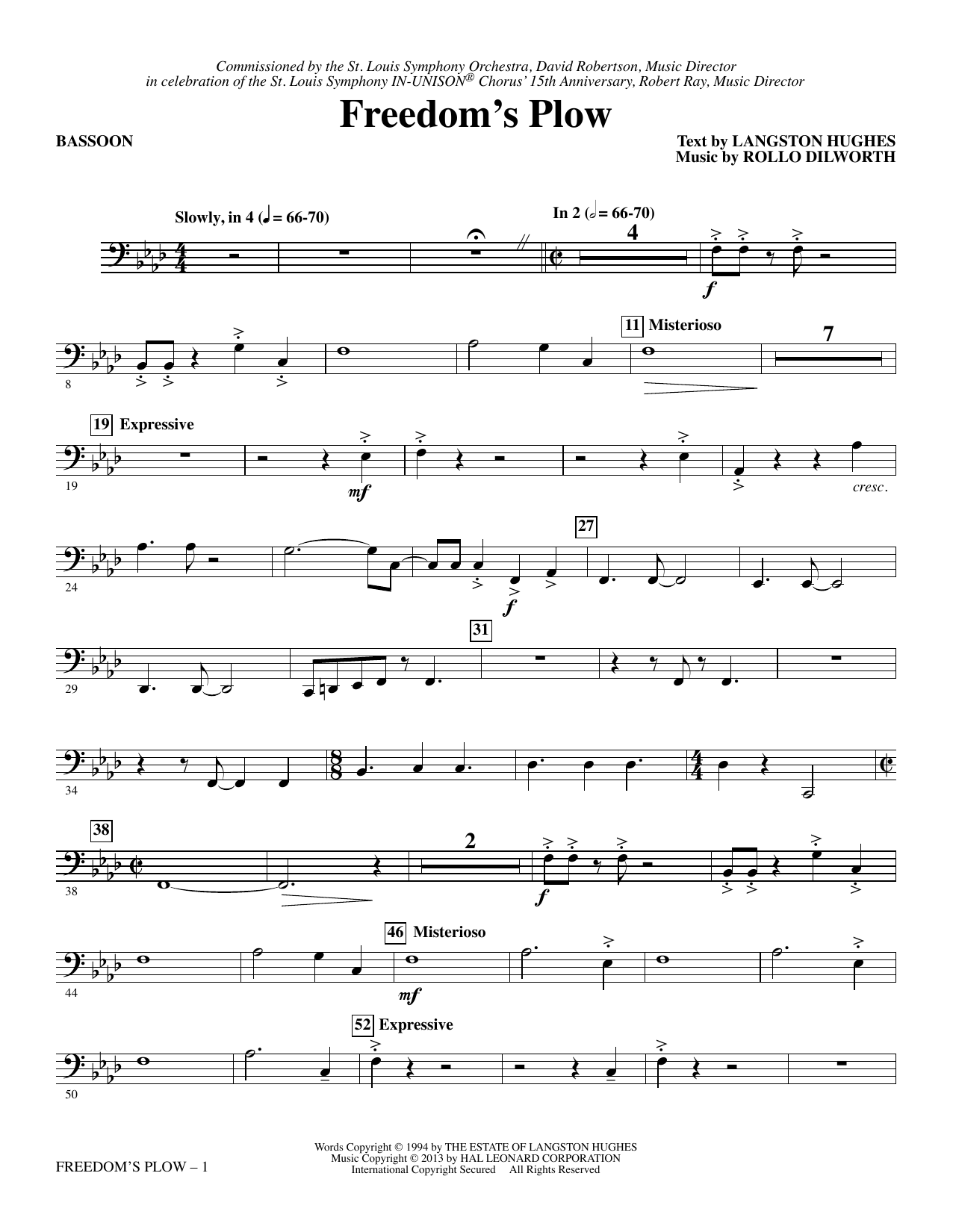 Rollo Dilworth Freedom's Plow - Bassoon sheet music notes and chords arranged for Choir Instrumental Pak