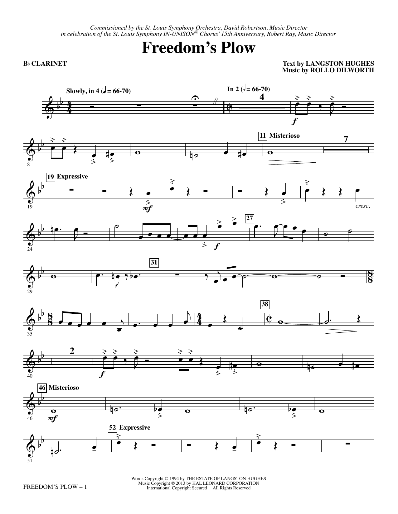 Rollo Dilworth Freedom's Plow - Bb Clarinet sheet music notes and chords arranged for Choir Instrumental Pak