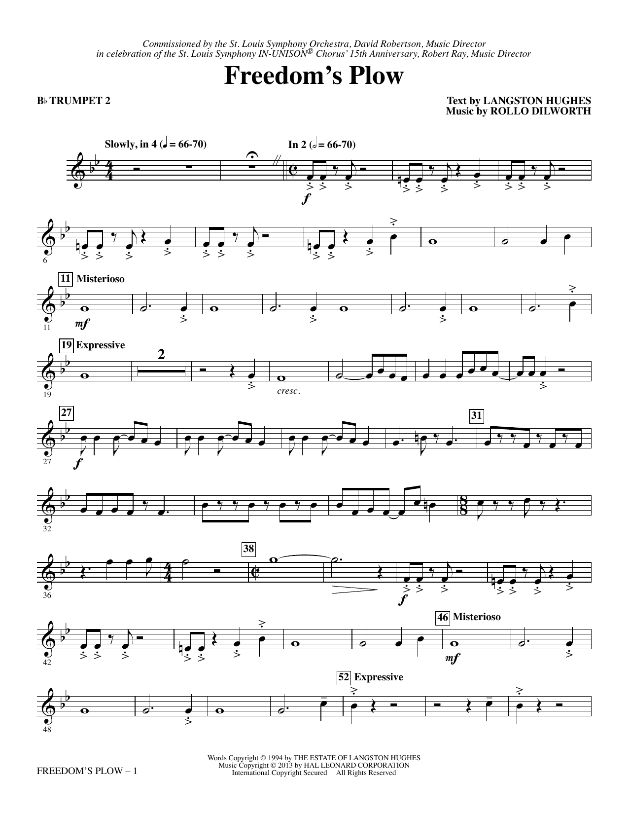 Rollo Dilworth Freedom's Plow - Bb Trumpet 2 sheet music notes and chords arranged for Choir Instrumental Pak