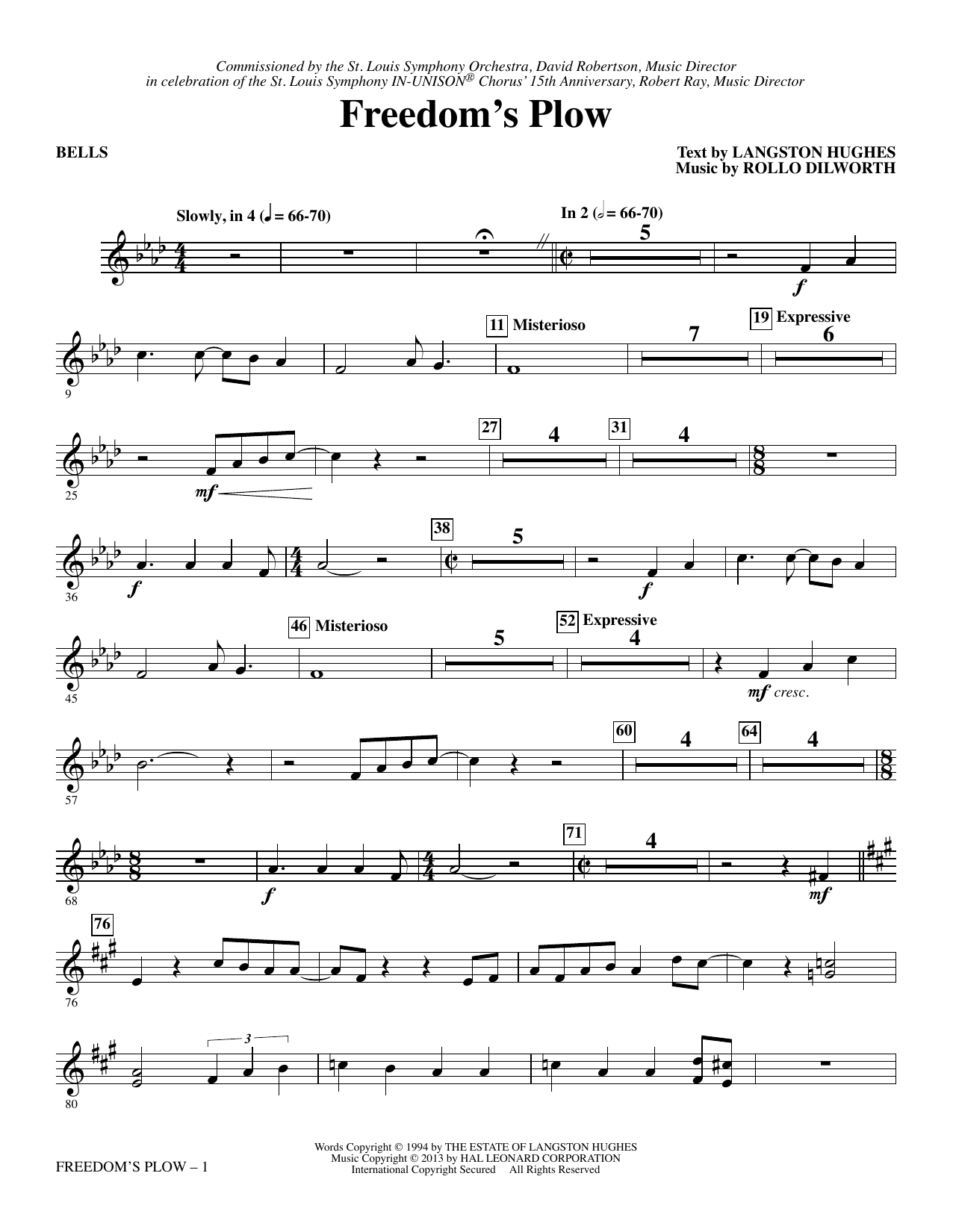 Rollo Dilworth Freedom's Plow - Bells sheet music notes and chords arranged for Choir Instrumental Pak