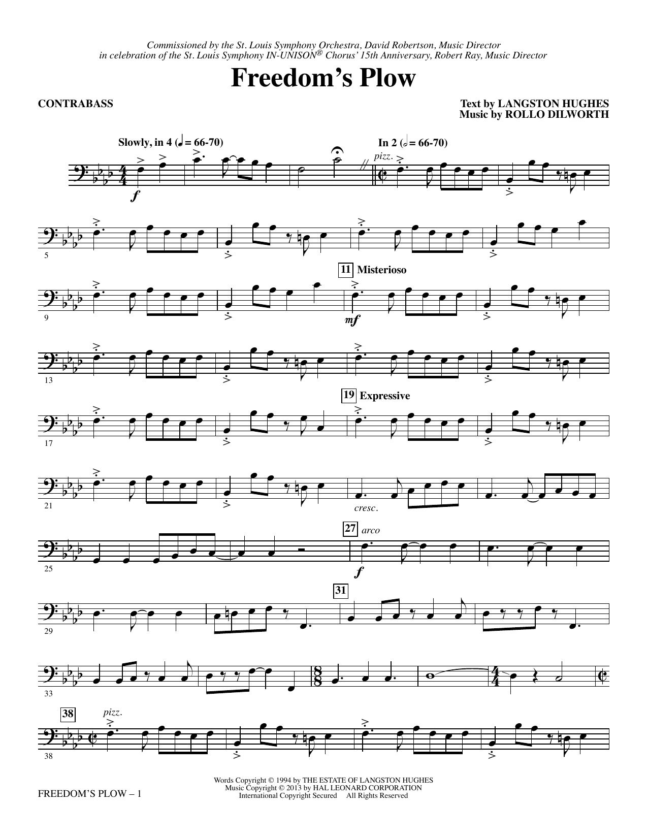 Rollo Dilworth Freedom's Plow - Contrabass sheet music notes and chords arranged for Choir Instrumental Pak