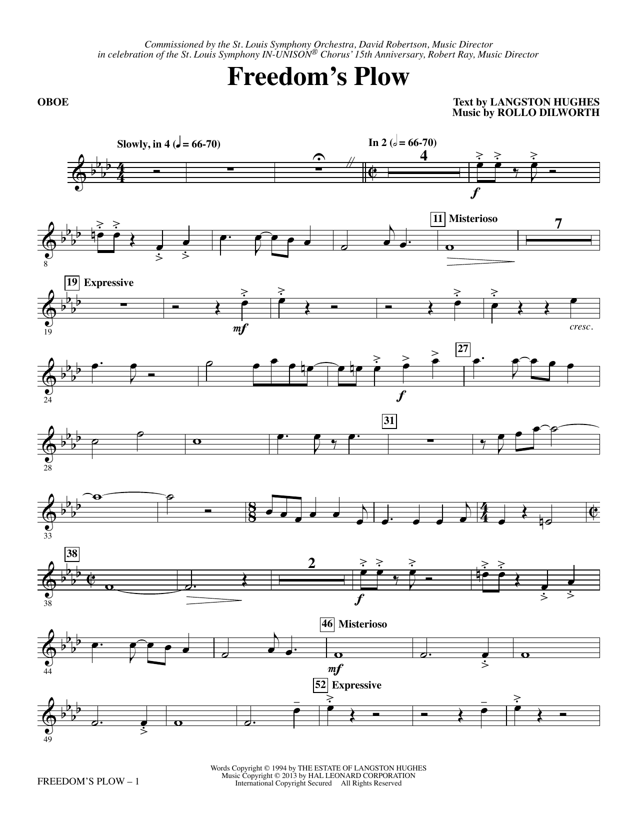 Rollo Dilworth Freedom's Plow - Oboe sheet music notes and chords arranged for Choir Instrumental Pak