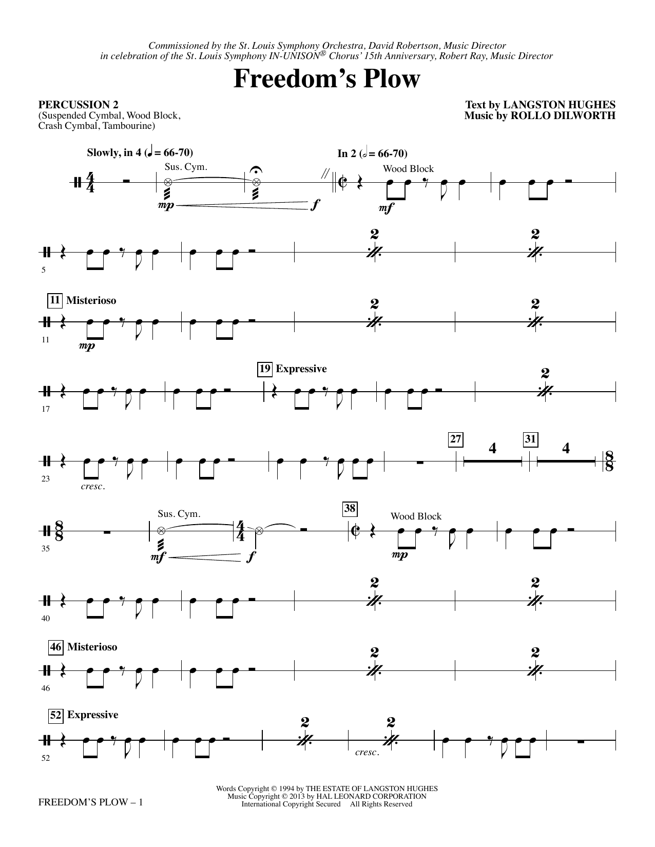 Rollo Dilworth Freedom's Plow - Percussion 2 sheet music notes and chords arranged for Choir Instrumental Pak