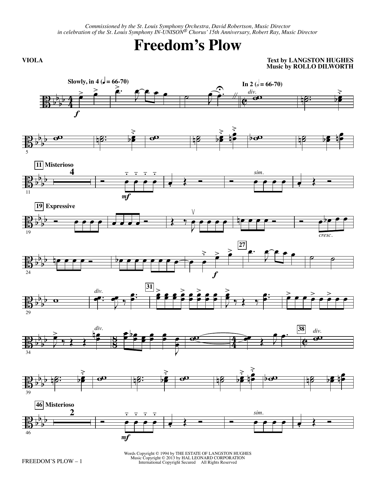 Rollo Dilworth Freedom's Plow - Viola sheet music notes and chords arranged for Choir Instrumental Pak