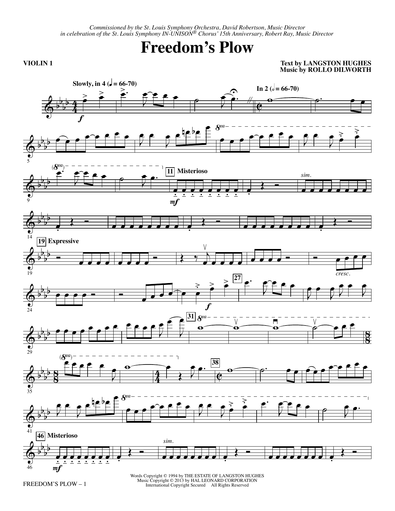 Rollo Dilworth Freedom's Plow - Violin 1 sheet music notes and chords arranged for Choir Instrumental Pak