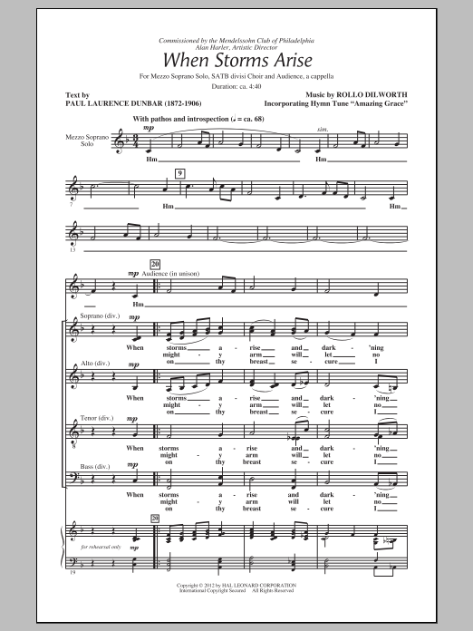 Rollo Dilworth When Storms Arise sheet music notes and chords arranged for SATB Choir