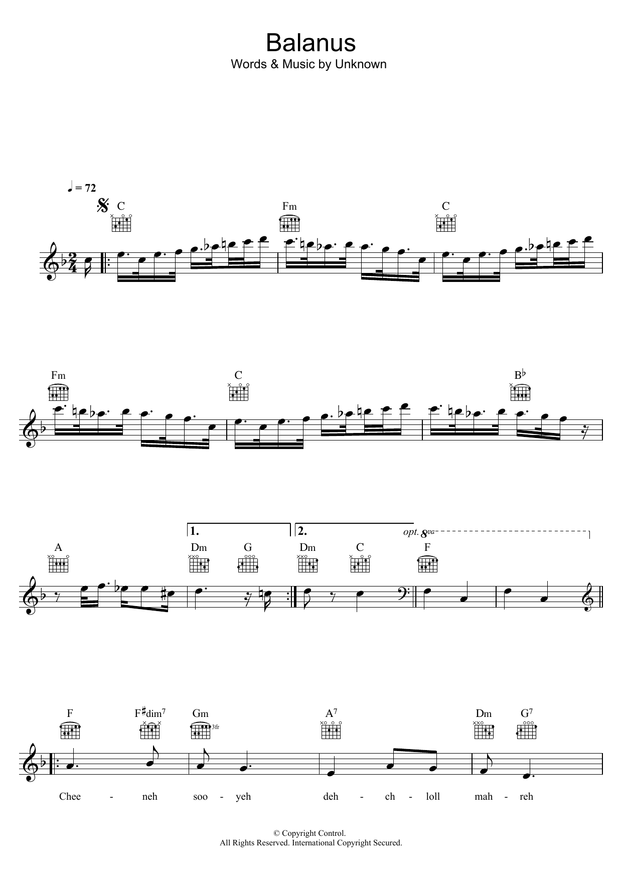 Romica Puceanu Balanus sheet music notes and chords arranged for Lead Sheet / Fake Book