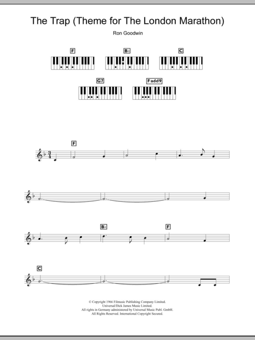 Ron Goodwin The Trap (Theme for The London Marathon) sheet music notes and chords arranged for Piano Chords/Lyrics