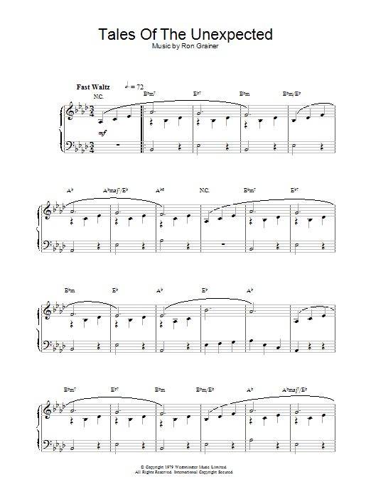 Ron Grainer Theme from Tales Of The Unexpected sheet music notes and chords arranged for Piano Solo