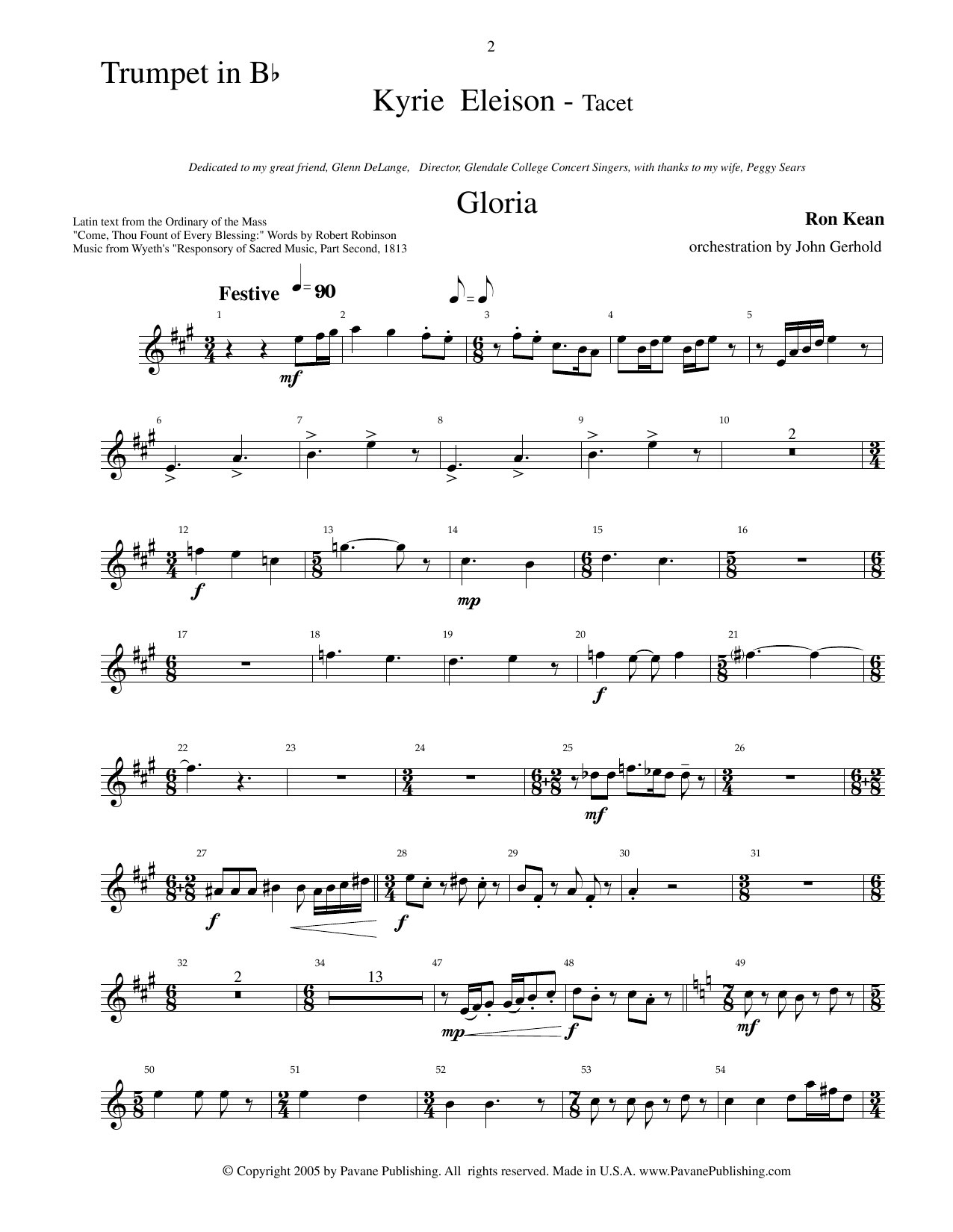 Ron Kean American Mass (Chamber Orchestra) (arr. John Gerhold) - Bb Trumpet sheet music notes and chords arranged for Choir Instrumental Pak