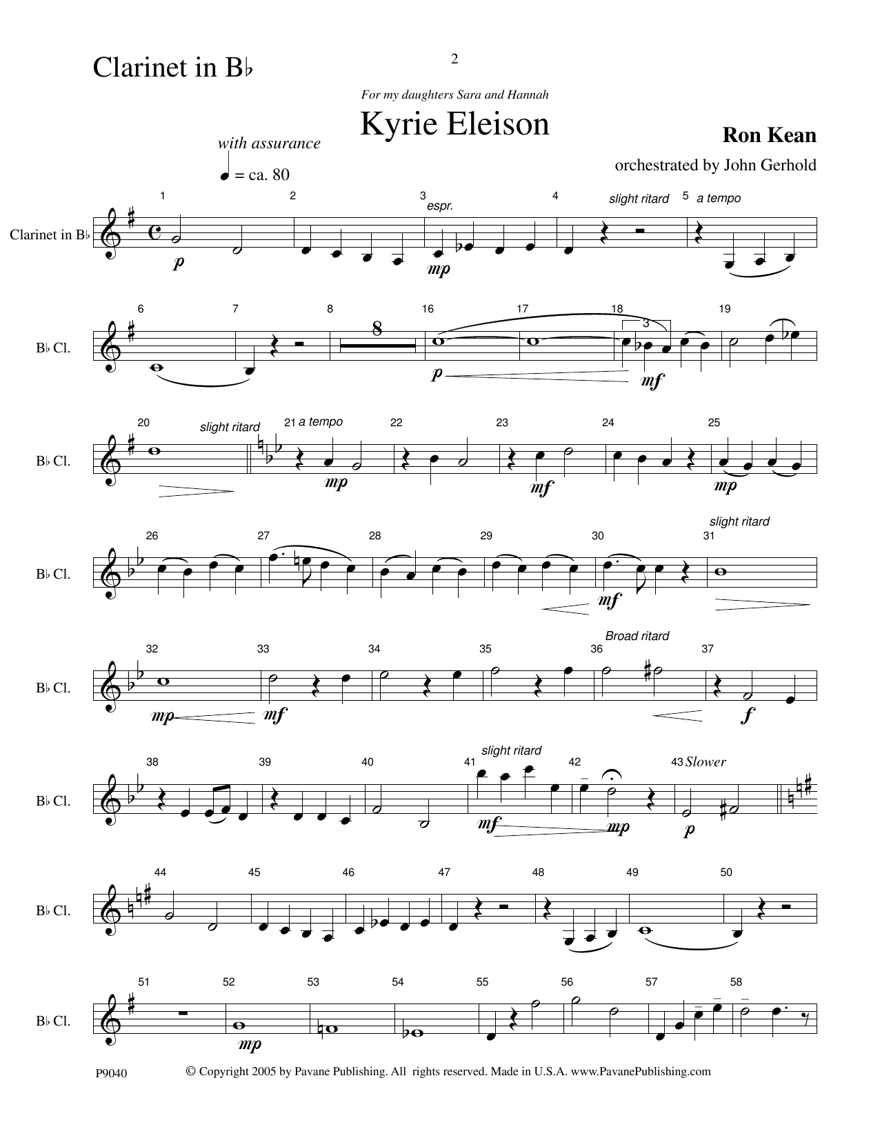 Ron Kean American Mass (Chamber Orchestra) (arr. John Gerhold) - Clarinet in Bb sheet music notes and chords arranged for Choir Instrumental Pak