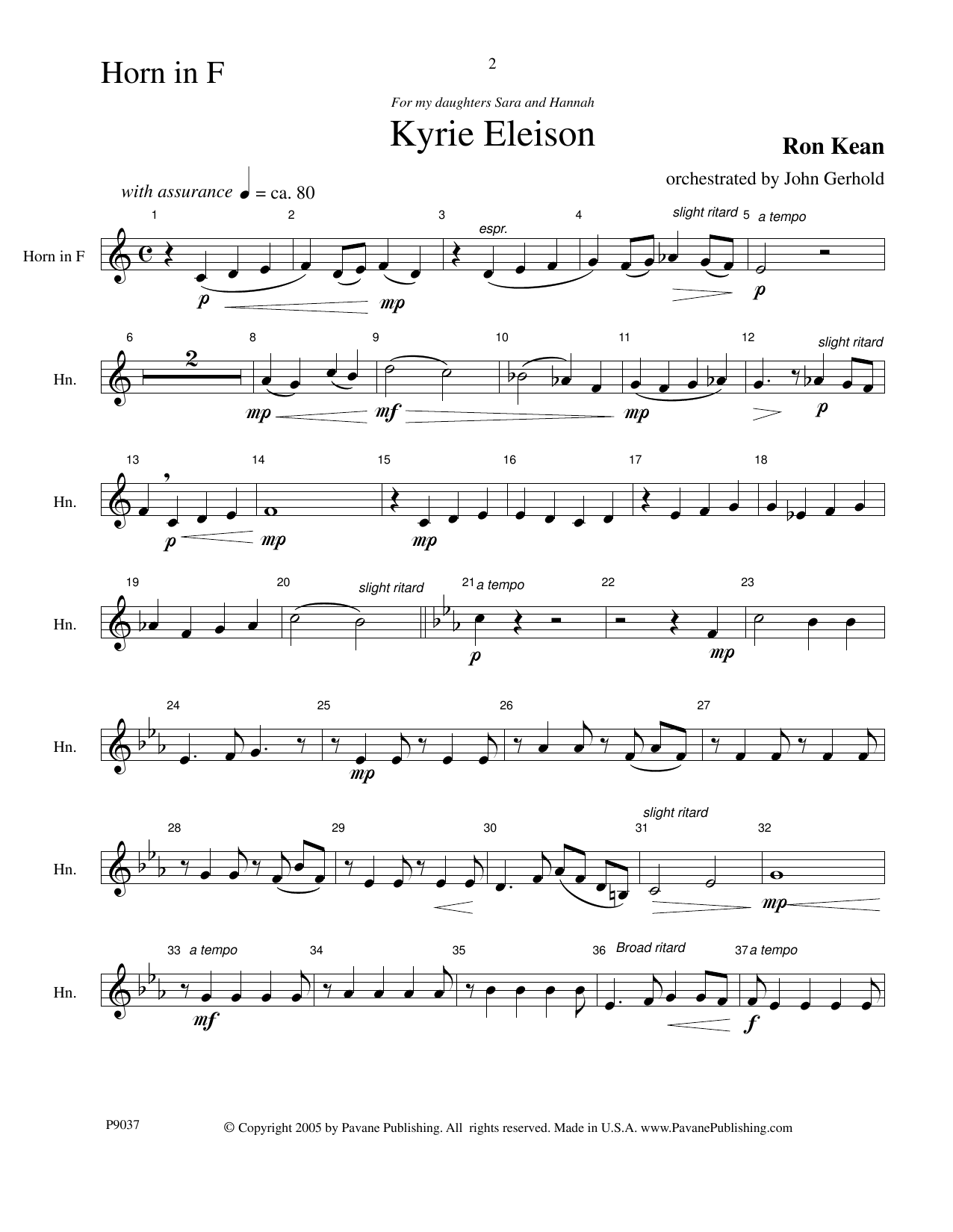 Ron Kean American Mass (Chamber Orchestra) (arr. John Gerhold) - Horn in F sheet music notes and chords arranged for Choir Instrumental Pak