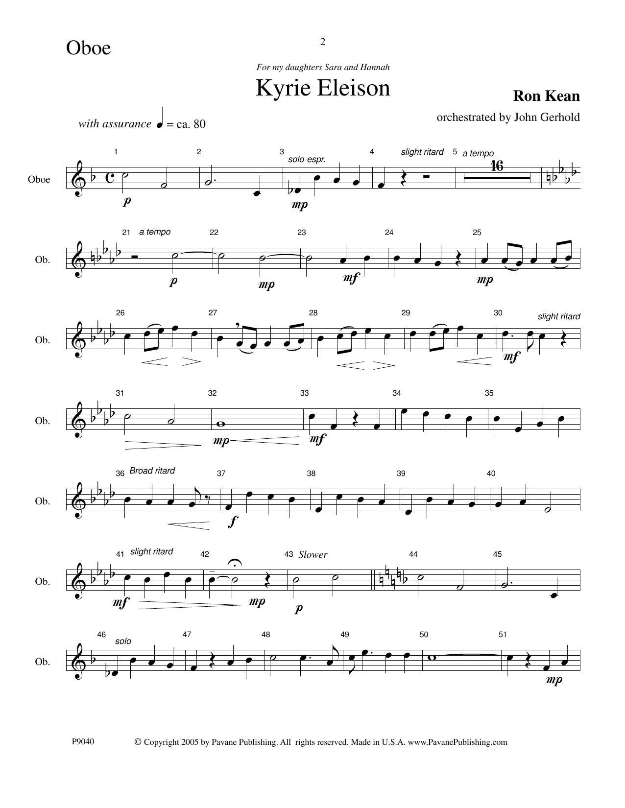 Ron Kean American Mass (Chamber Orchestra) (arr. John Gerhold) - Oboe sheet music notes and chords arranged for Choir Instrumental Pak