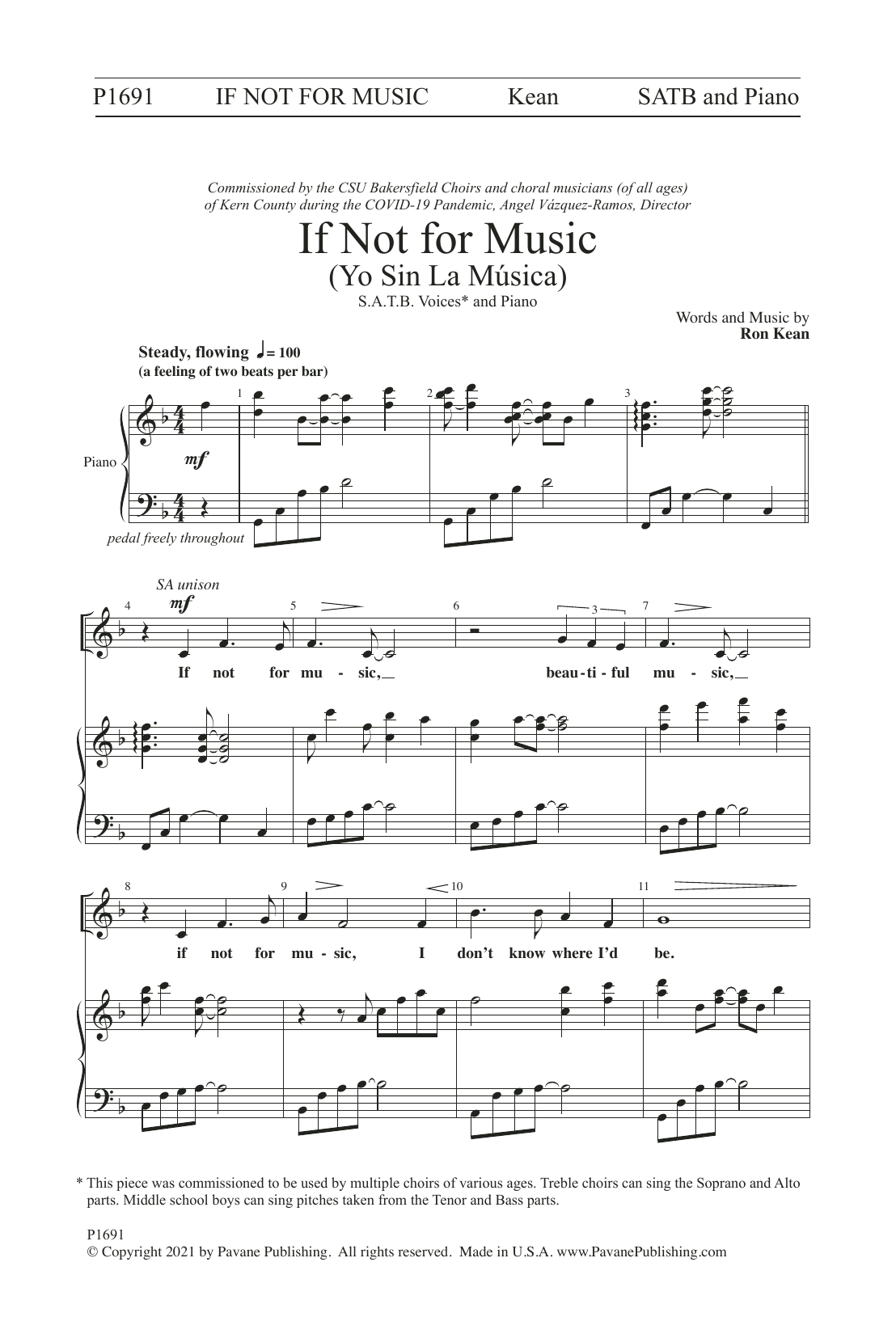 Ron Kean If Not For Music sheet music notes and chords arranged for SATB Choir