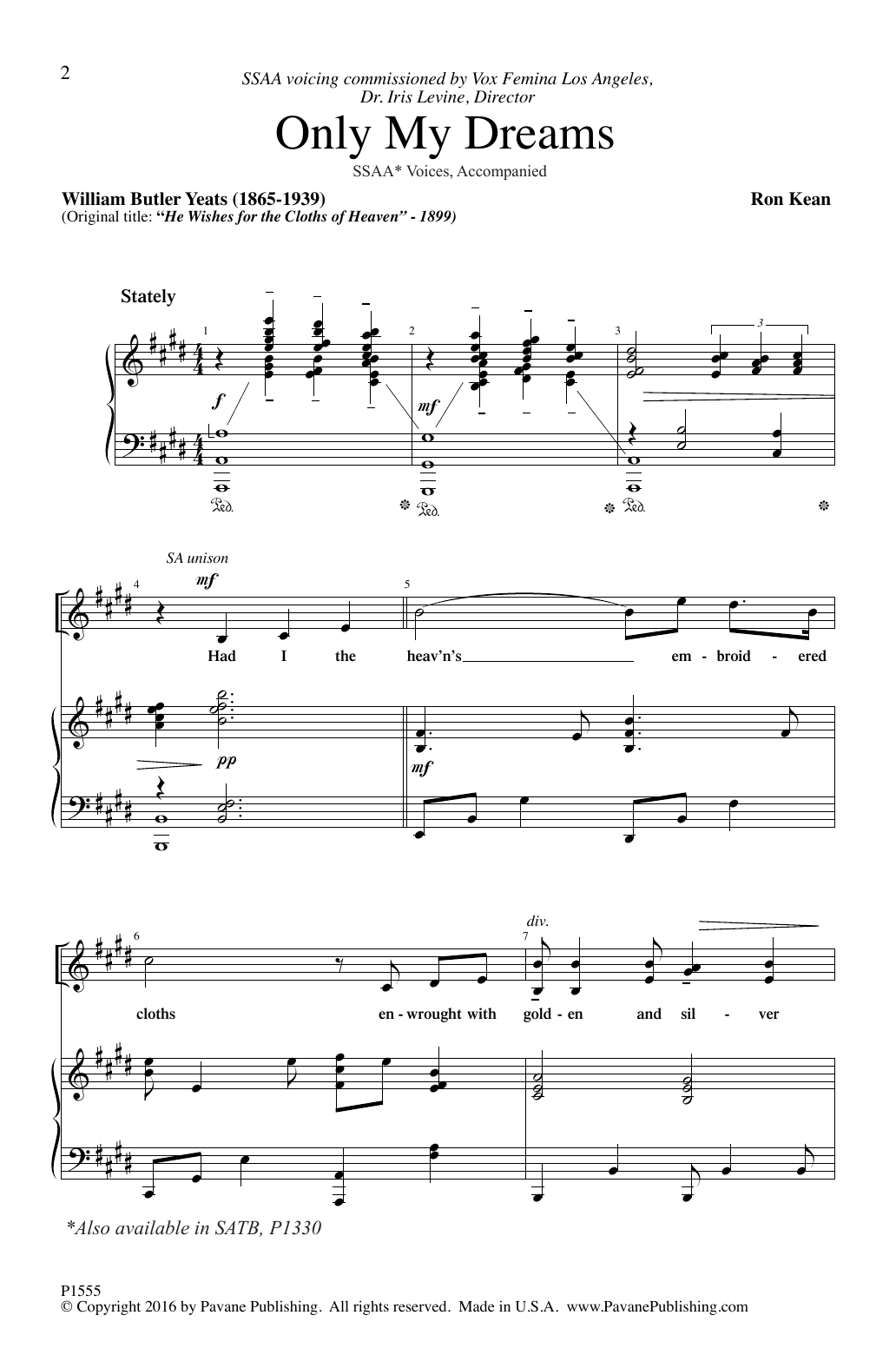 Ron Kean Only My Dreams sheet music notes and chords arranged for SATB Choir