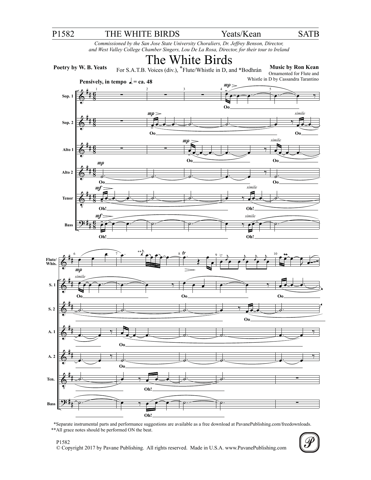 Ron Kean The White Birds sheet music notes and chords arranged for Choir
