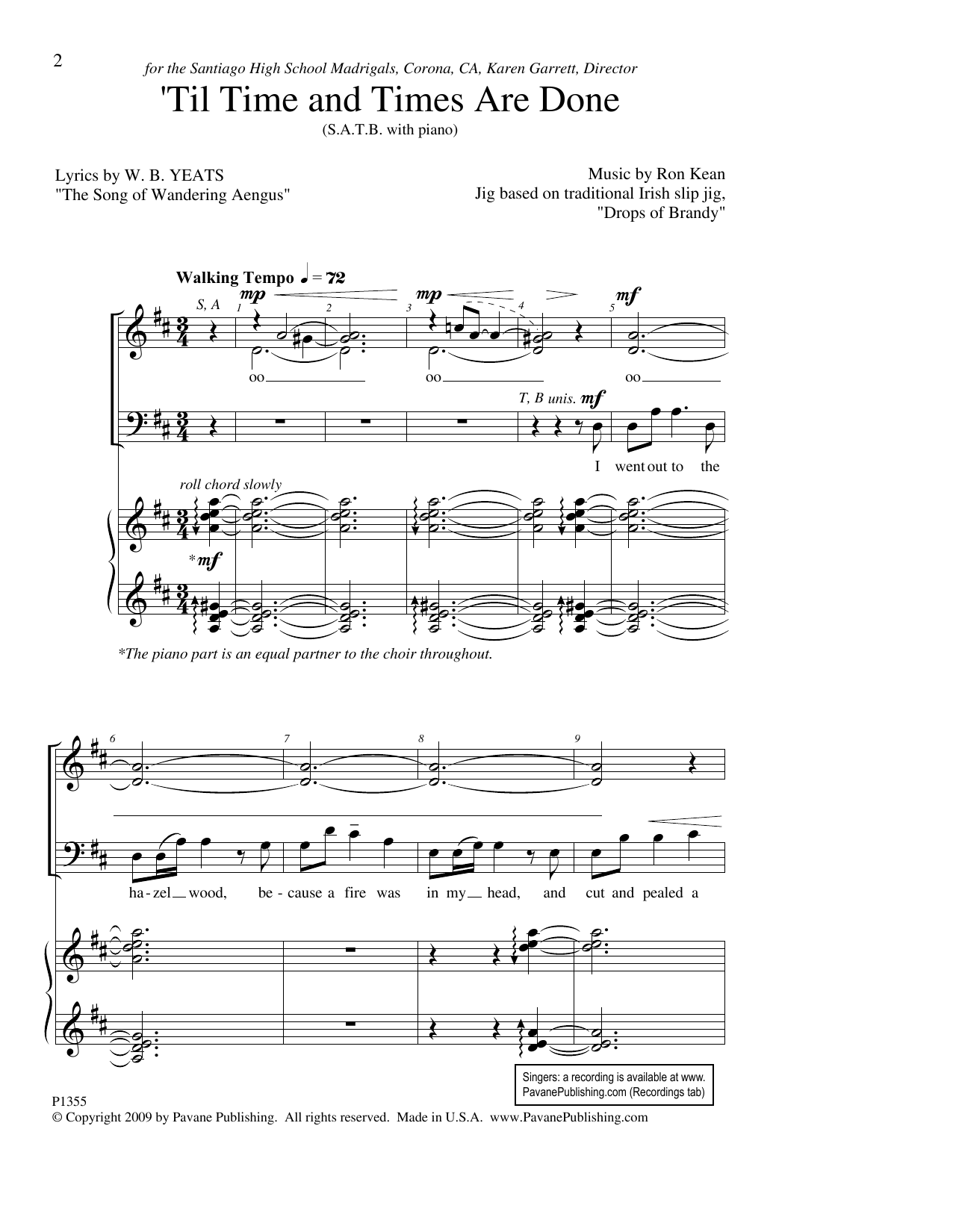 Ron Kean Til Time And Times Are Done sheet music notes and chords arranged for SATB Choir