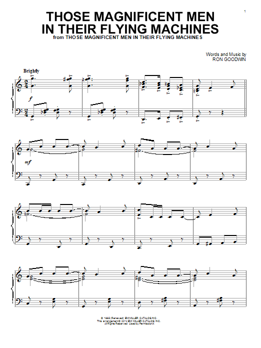 Ron Goodwin Those Magnificent Men In Their Flying Machines sheet music notes and chords arranged for Piano Solo