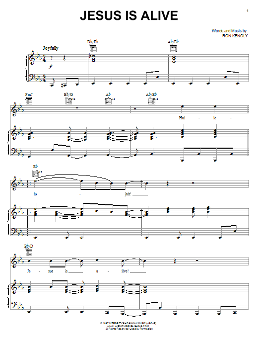 Ron Kenoly Jesus Is Alive sheet music notes and chords. Download Printable PDF.