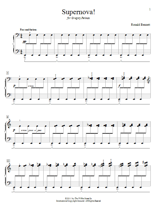 Ronald Bennett Supernova! sheet music notes and chords arranged for Educational Piano