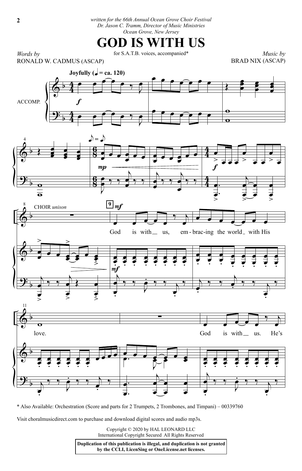 Ronald W. Cadmus and Brad Nix God Is With Us sheet music notes and chords arranged for SATB Choir