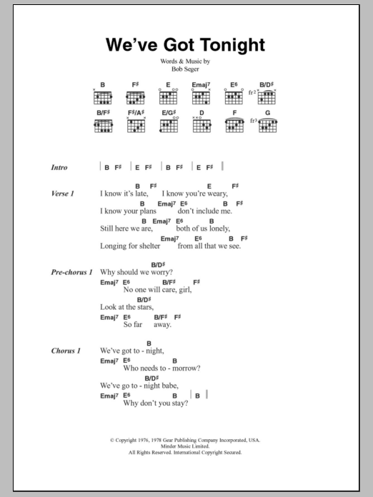 Ronan Keating and Lulu We've Got Tonight sheet music notes and chords arranged for Guitar Chords/Lyrics