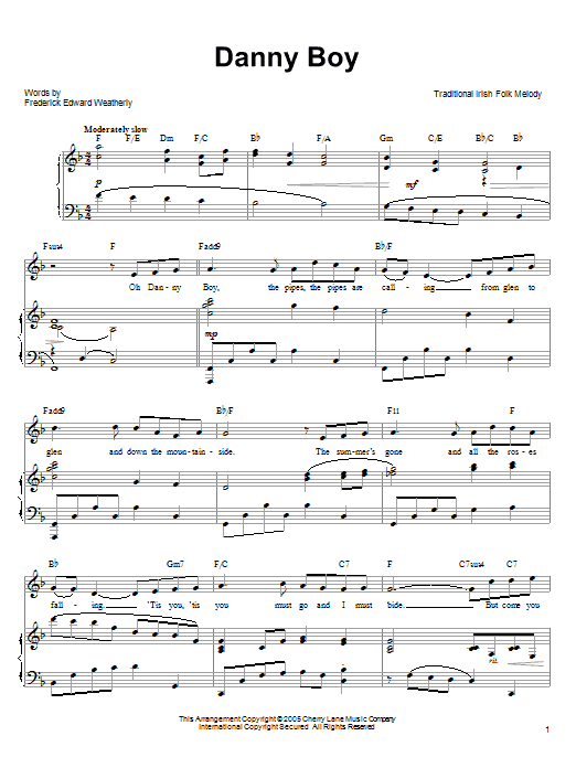 Ronan Tynan Danny Boy sheet music notes and chords arranged for Piano, Vocal & Guitar Chords (Right-Hand Melody)