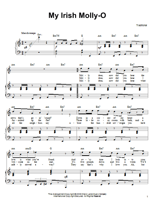 Ronan Tynan My Irish Molly-O sheet music notes and chords arranged for Piano, Vocal & Guitar Chords (Right-Hand Melody)