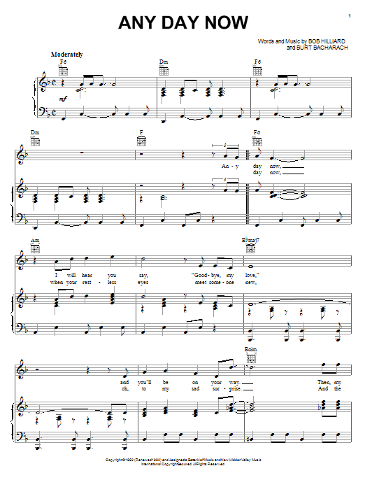 Ronnie Milsap Any Day Now sheet music notes and chords arranged for Piano, Vocal & Guitar Chords (Right-Hand Melody)