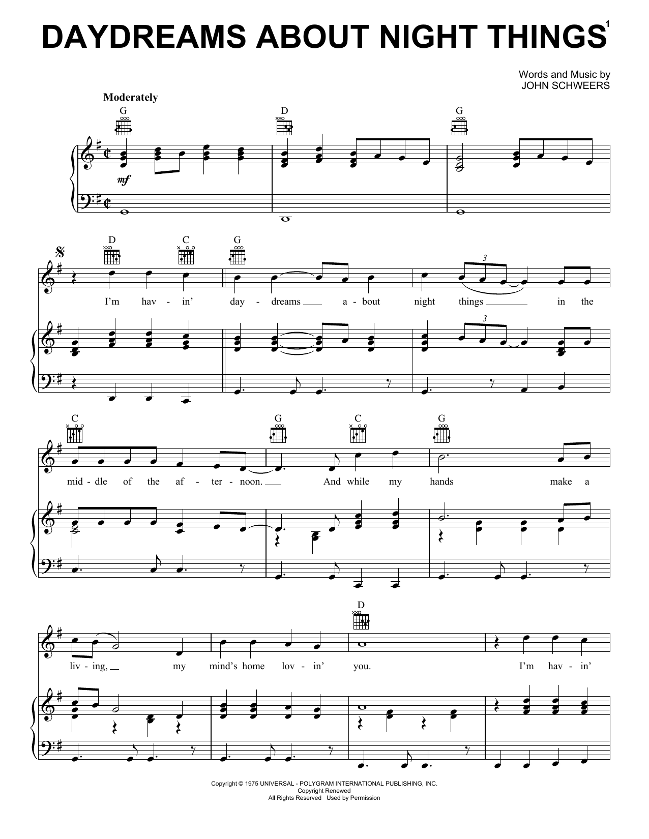 Ronnie Milsap Daydreams About Night Things sheet music notes and chords arranged for Piano, Vocal & Guitar Chords (Right-Hand Melody)