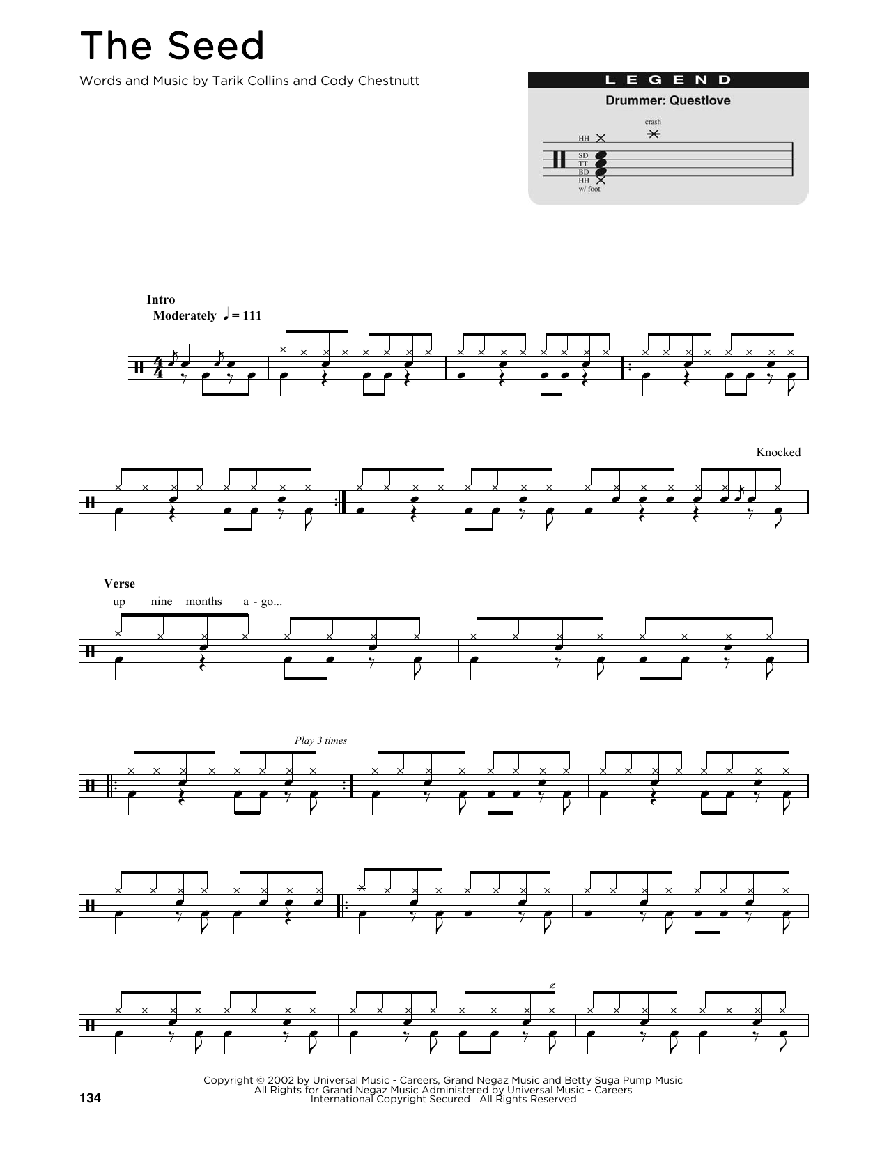 Roots The Seed sheet music notes and chords arranged for Drum Chart