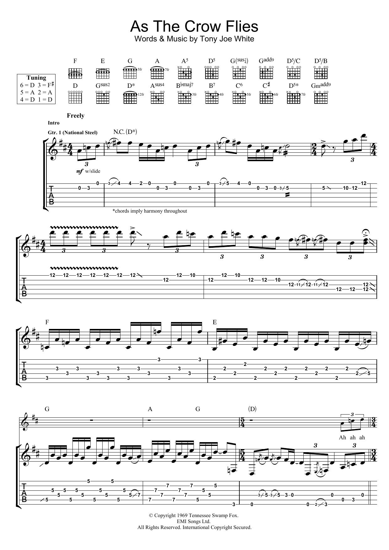 Rory Gallagher As The Crow Flies sheet music notes and chords arranged for Guitar Tab