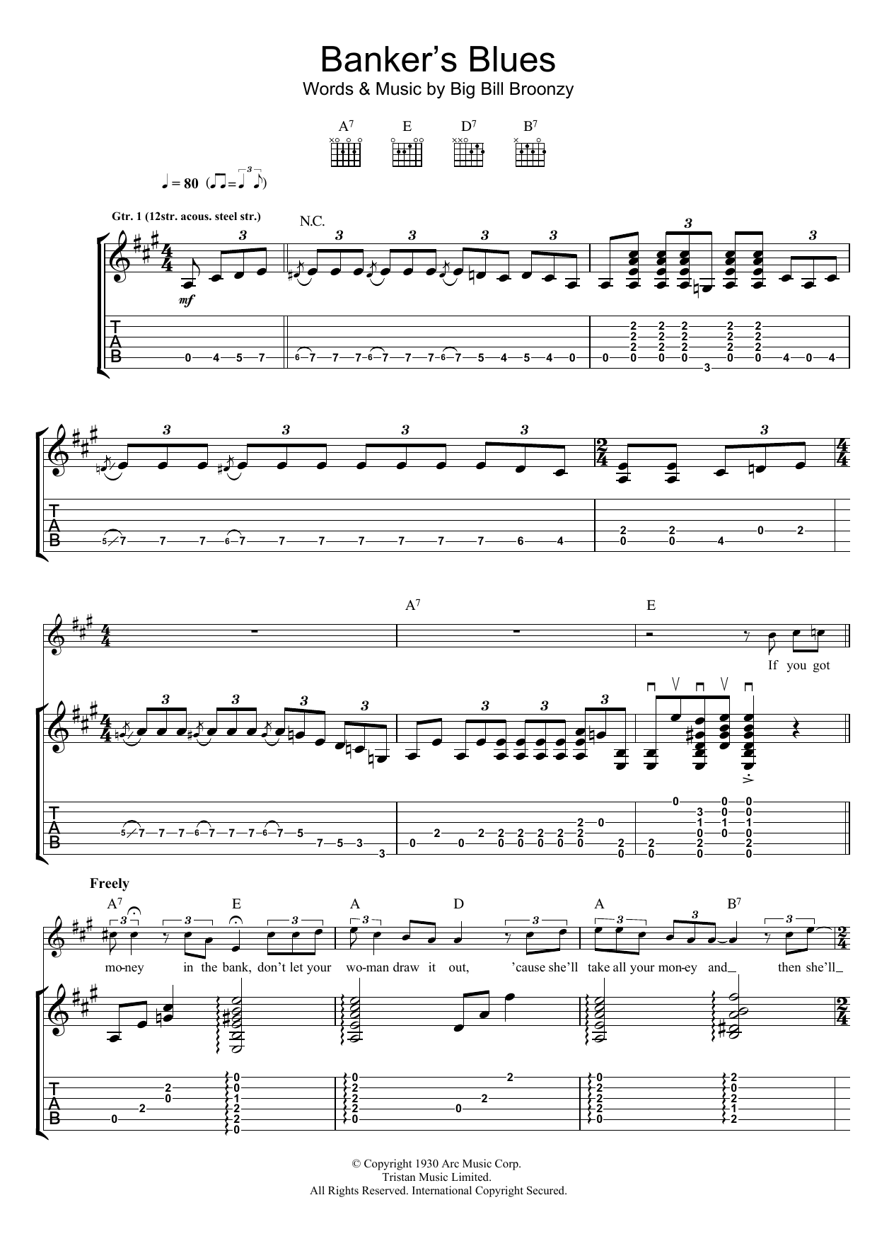 Rory Gallagher Banker's Blues sheet music notes and chords arranged for Guitar Tab