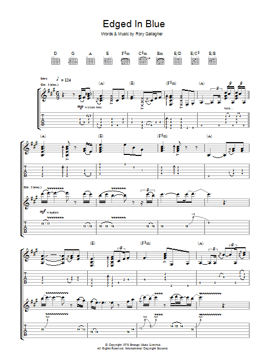 Rory Gallagher Edged In Blue sheet music notes and chords arranged for Guitar Tab