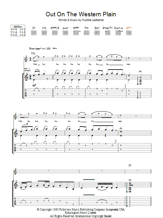 Rory Gallagher Out On The Western Plains sheet music notes and chords arranged for Guitar Tab