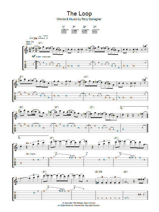 Rory Gallagher The Loop sheet music notes and chords arranged for Guitar Tab