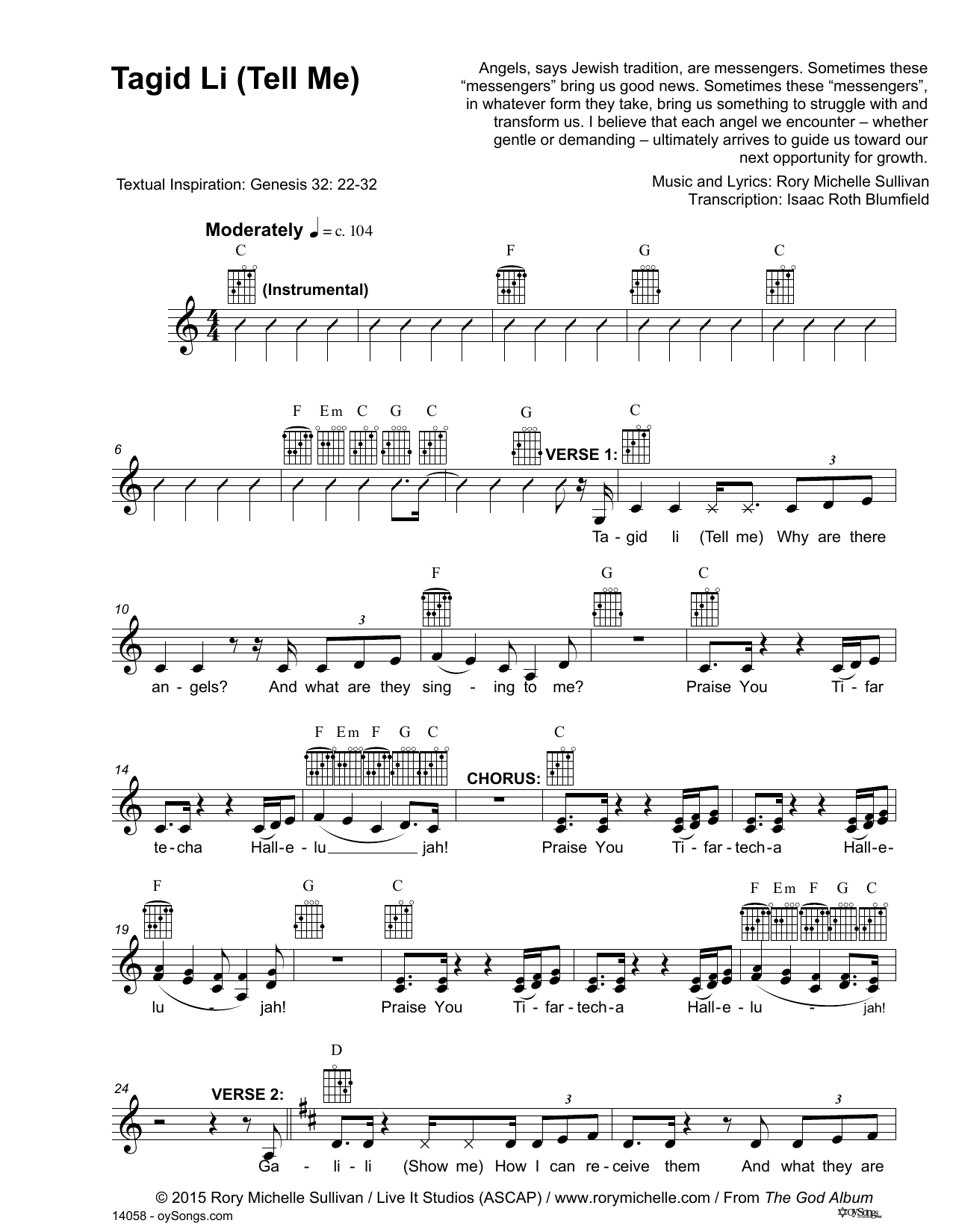 Rory Michelle Sullivan Tagid Li sheet music notes and chords arranged for Lead Sheet / Fake Book