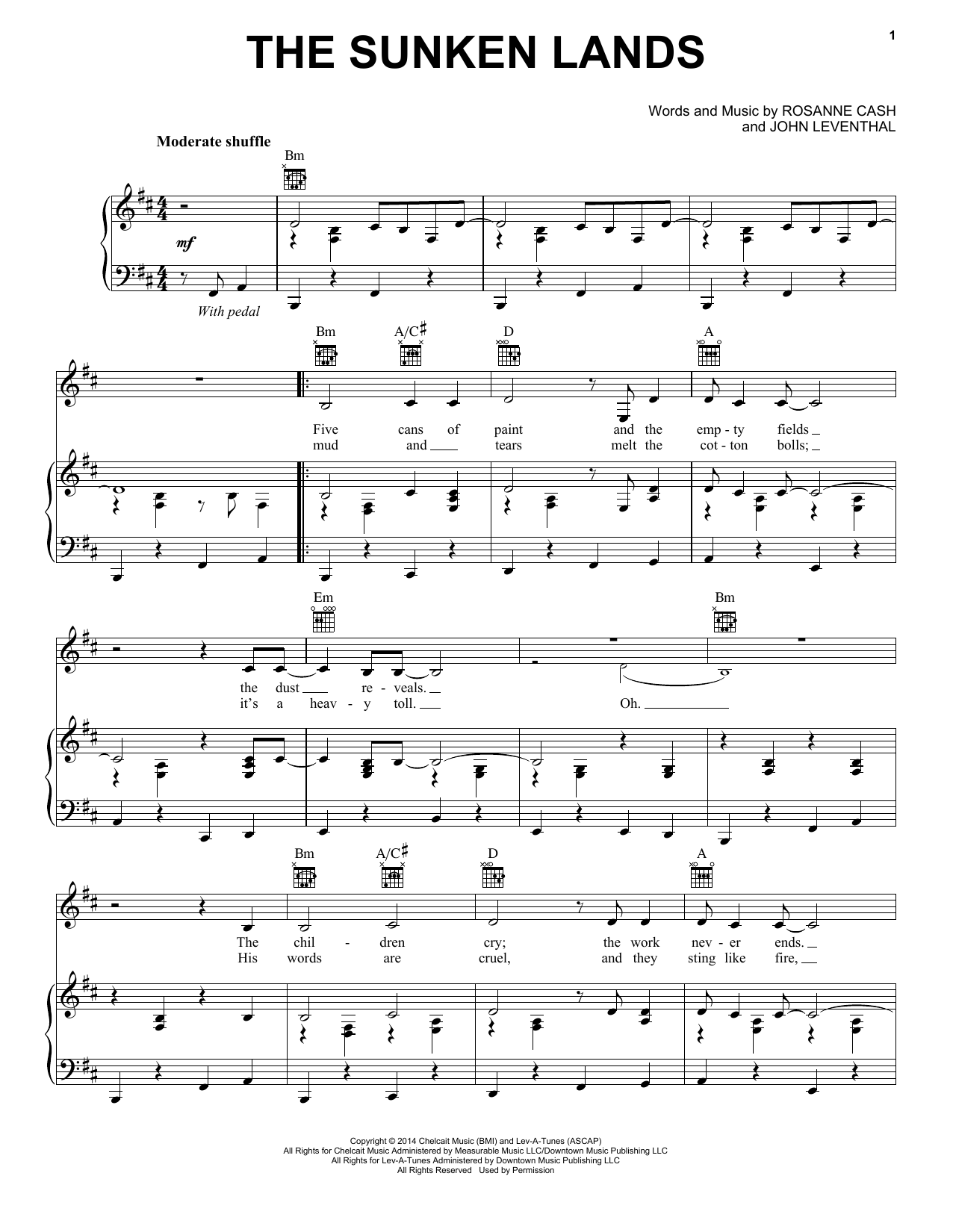 Rosanne Cash The Sunken Lands sheet music notes and chords arranged for Piano, Vocal & Guitar Chords (Right-Hand Melody)