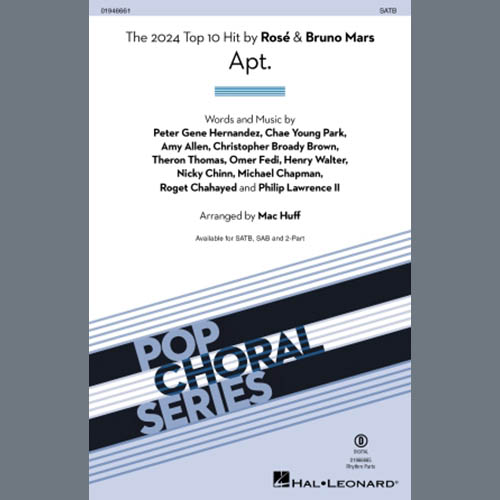 Easily Download ROSÉ & Bruno Mars Printable PDF piano music notes, guitar tabs for  2-Part Choir. Transpose or transcribe this score in no time - Learn how to play song progression.