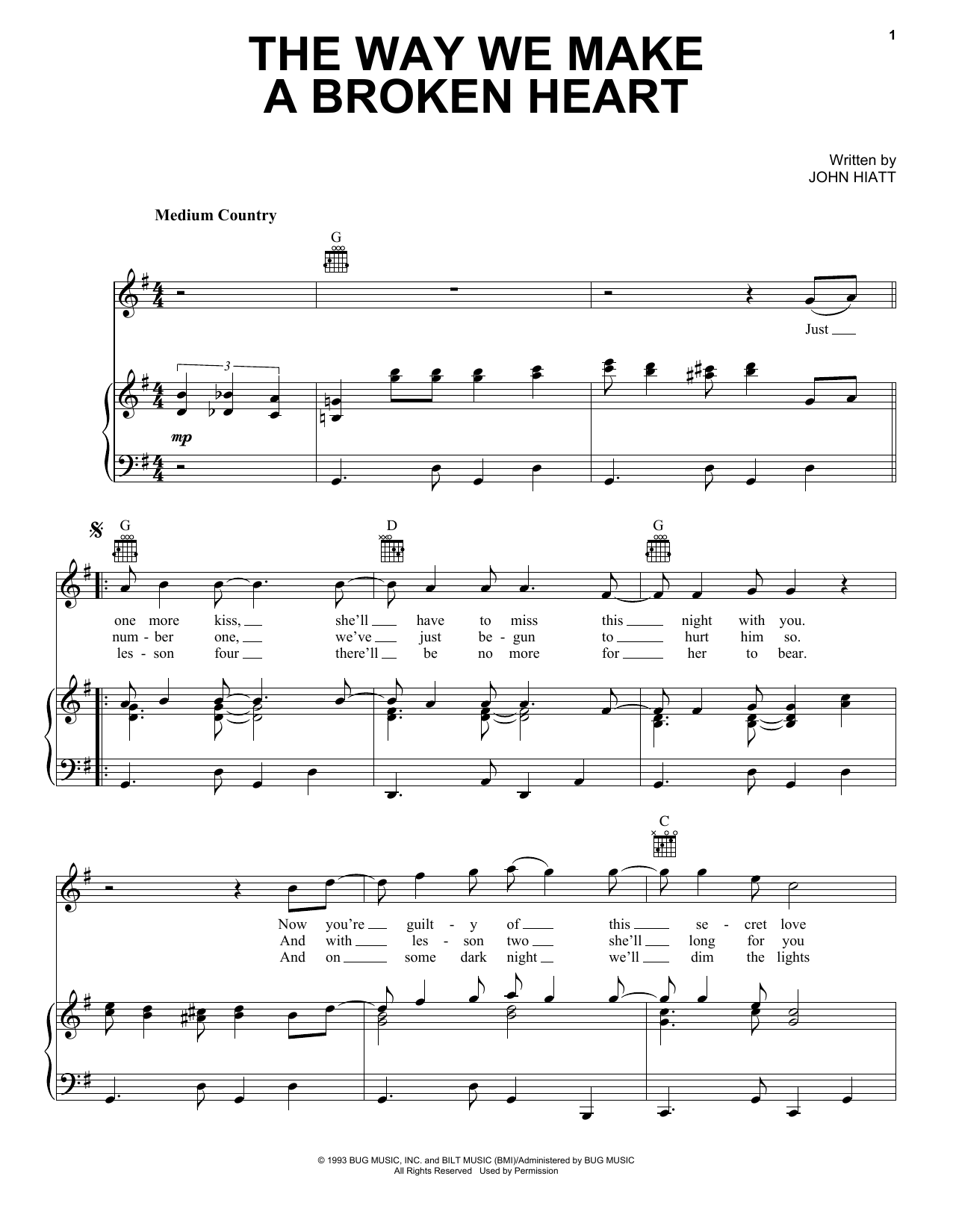 Roseanne Cash The Way We Make A Broken Heart sheet music notes and chords arranged for Piano, Vocal & Guitar Chords (Right-Hand Melody)