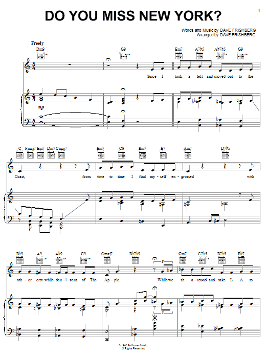 Rosemary Clooney Do You Miss New York? sheet music notes and chords arranged for Piano, Vocal & Guitar Chords (Right-Hand Melody)