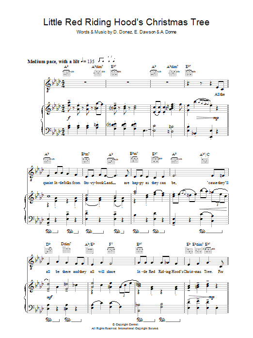 Rosemary Clooney Little Red Riding Hood's Christmas Tree sheet music notes and chords arranged for Piano, Vocal & Guitar Chords