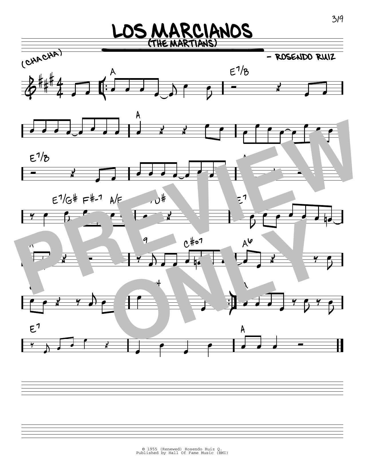 Rosendo Ruiz Los Marcianos (The Martians) sheet music notes and chords arranged for Real Book – Melody & Chords
