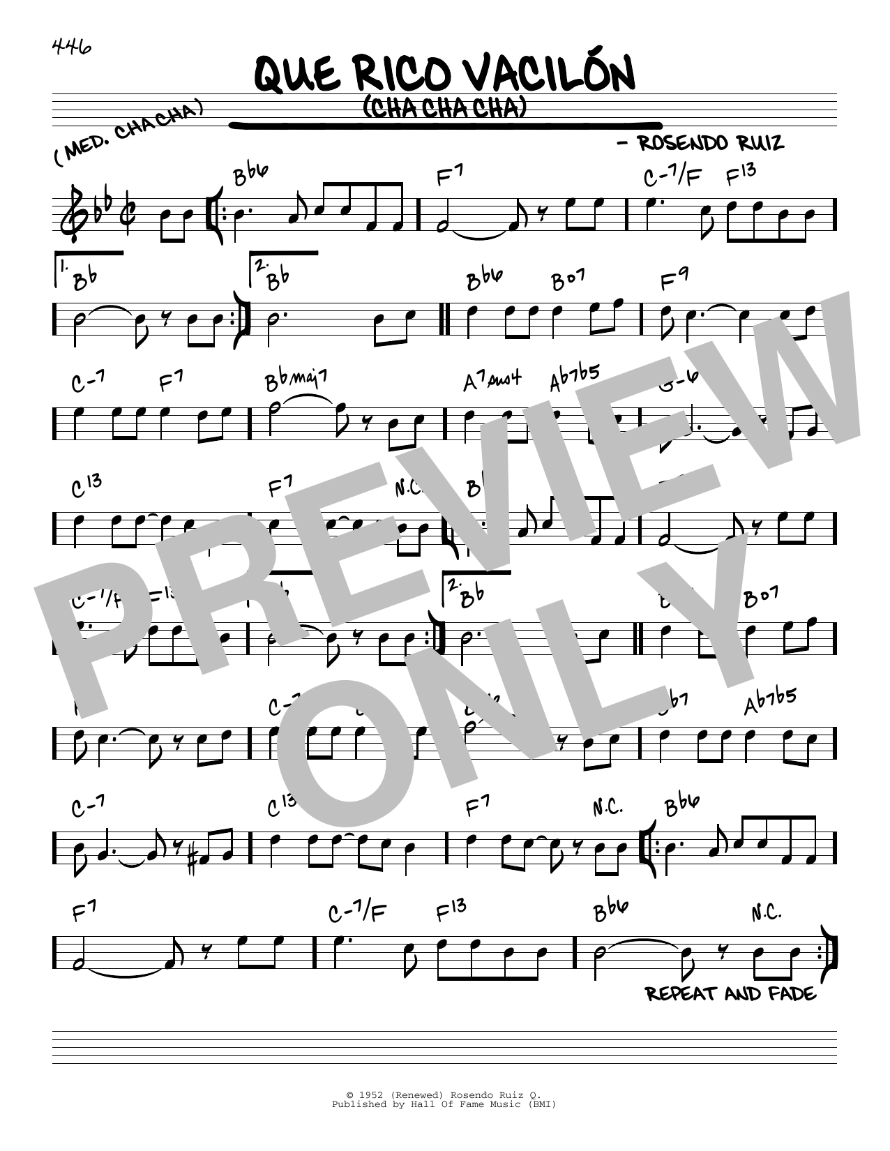Rosendo Ruiz Que Rico Vacilon (Cha Cha Cha) sheet music notes and chords arranged for Real Book – Melody & Chords