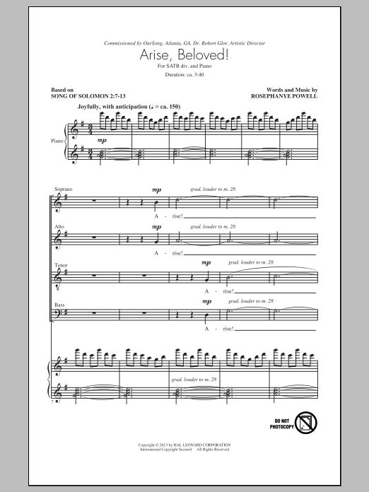 Rosephanye Powell Arise, Beloved! sheet music notes and chords arranged for SATB Choir