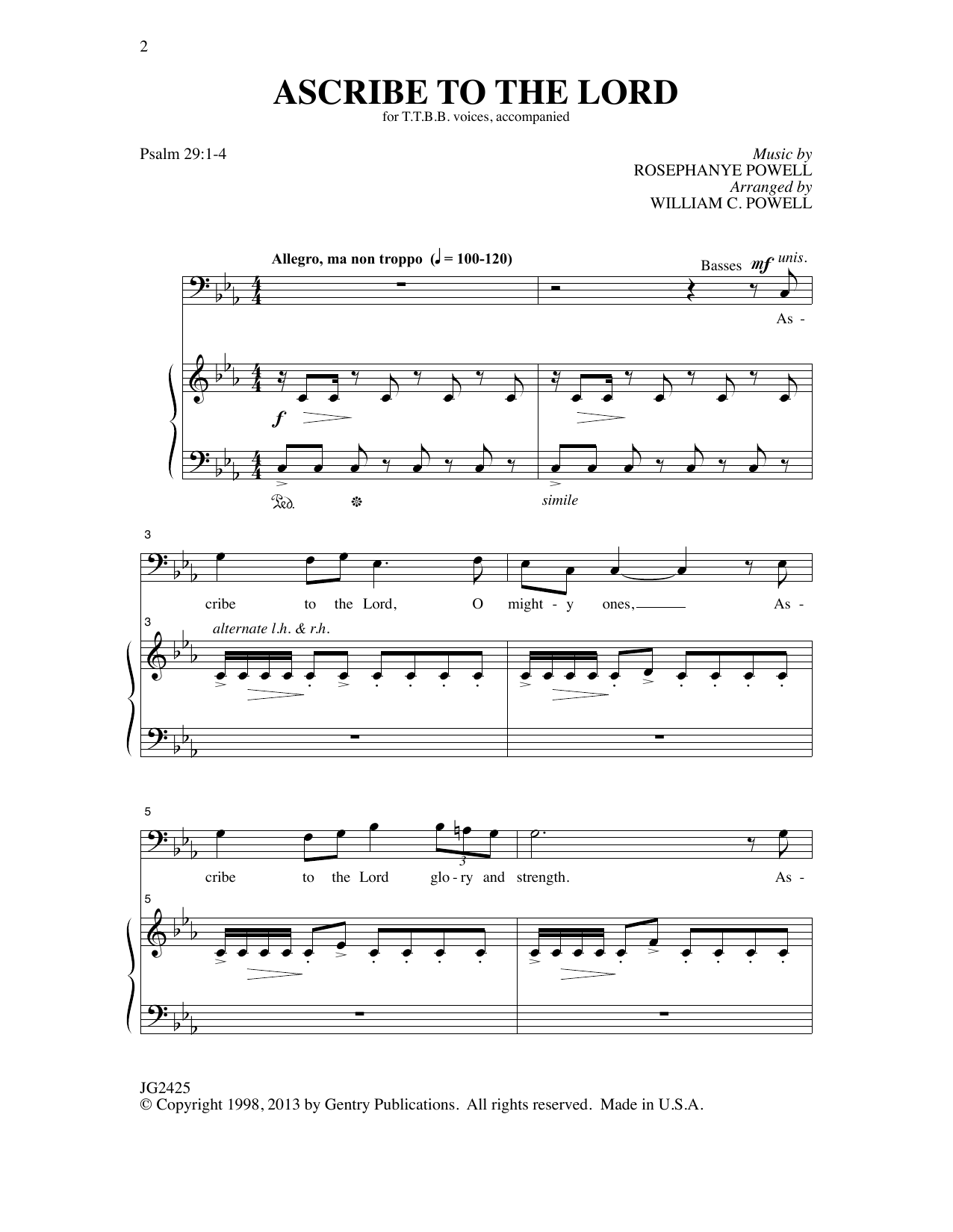 Rosephanye Powell Ascribe To The Lord (arr. William C. Powell) sheet music notes and chords arranged for TTBB Choir