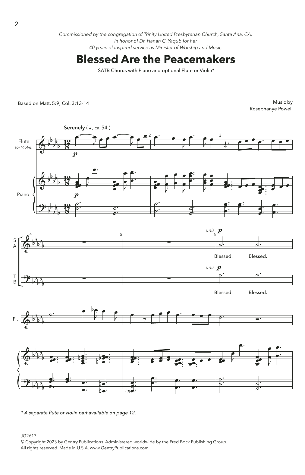 Rosephanye Powell Blessed Are The Peacemakers sheet music notes and chords arranged for SATB Choir