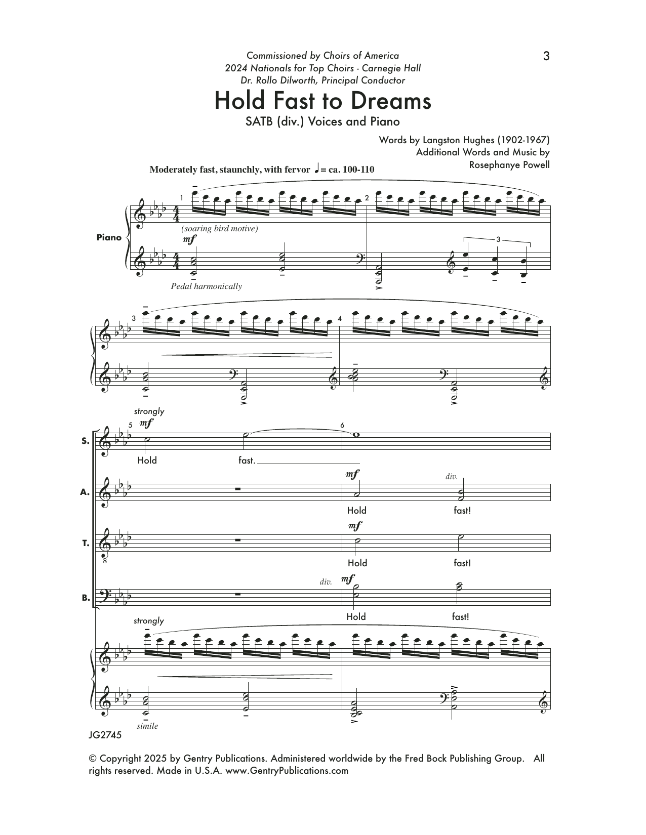 Rosephanye Powell Hold Fast to Dreams sheet music notes and chords arranged for SATB Choir