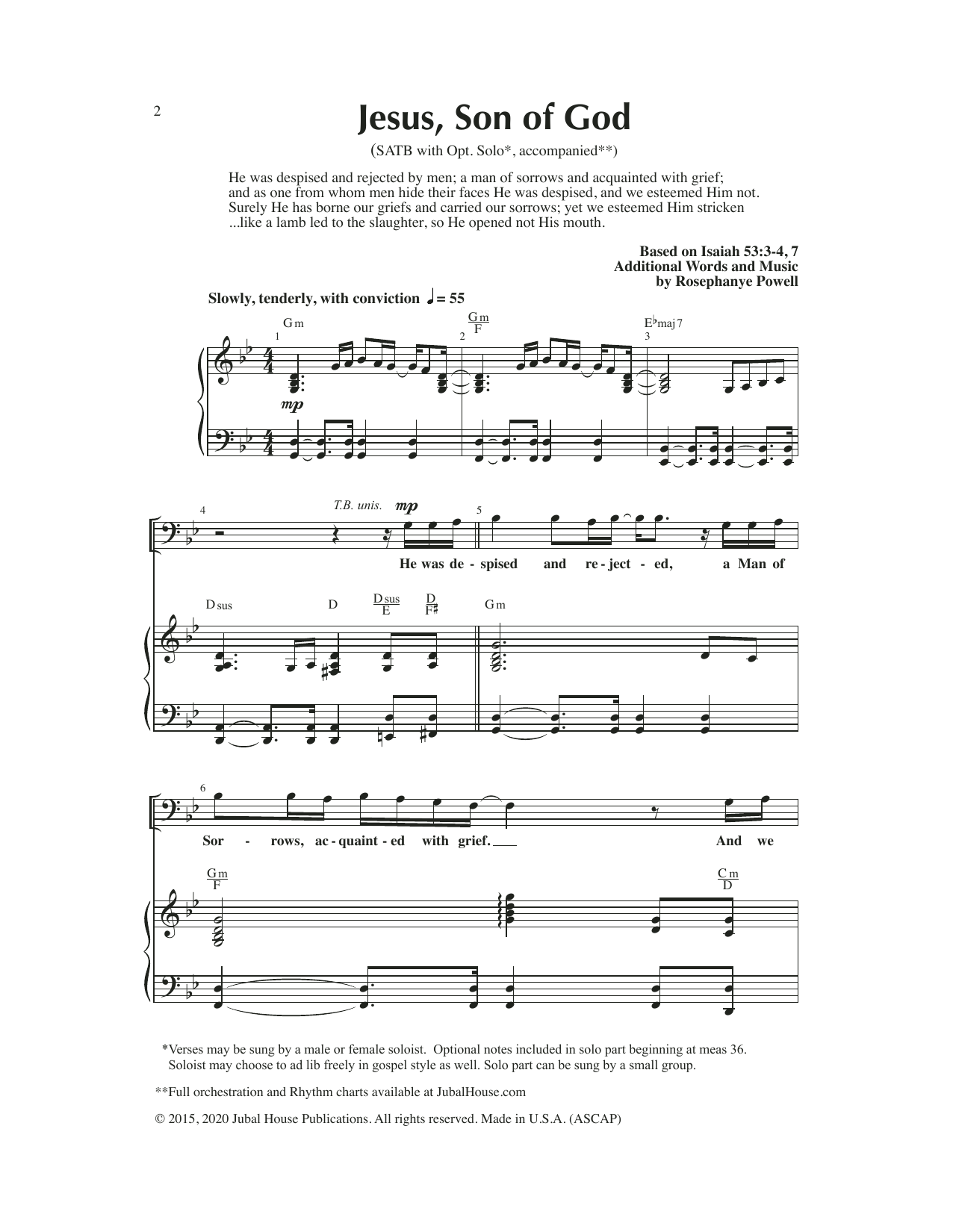 Rosephanye Powell Jesus, Son Of God sheet music notes and chords arranged for SATB Choir