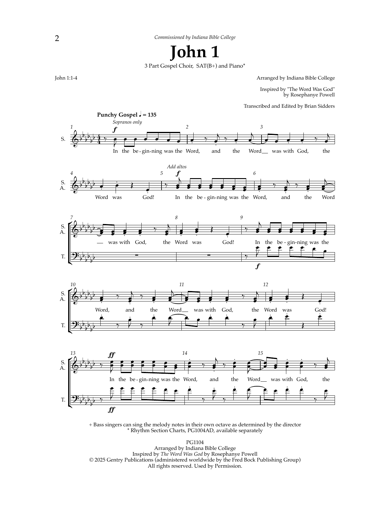 Rosephanye Powell John 1 sheet music notes and chords arranged for SAT Choir